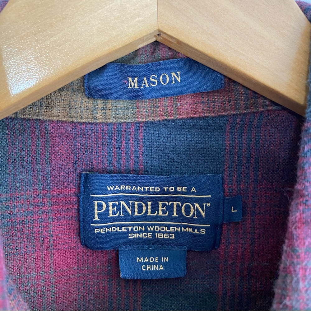 Pendleton Mason Striped Button Down Red and Brown… - image 3